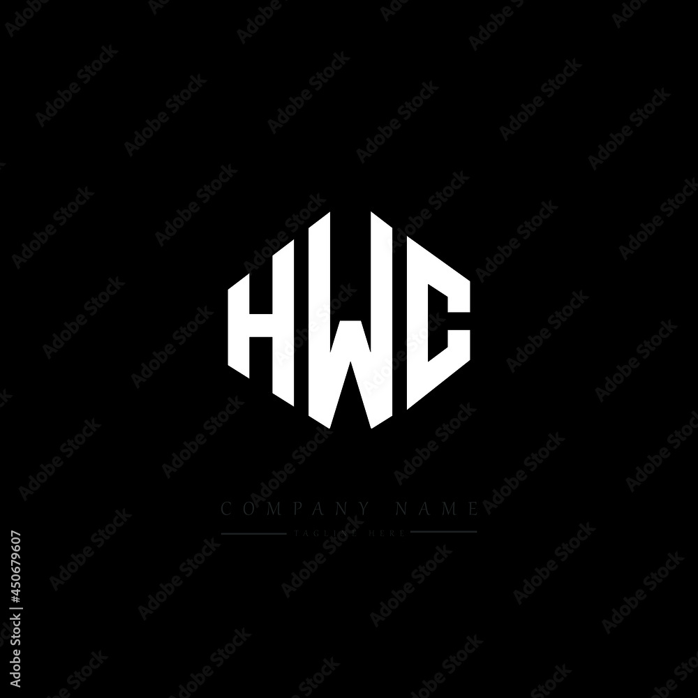 HWC letter logo design with polygon shape. HWC polygon logo monogram. HWC cube logo design. HWC hexagon vector logo template white and black colors. HWC monogram, HWC business and real estate logo. 