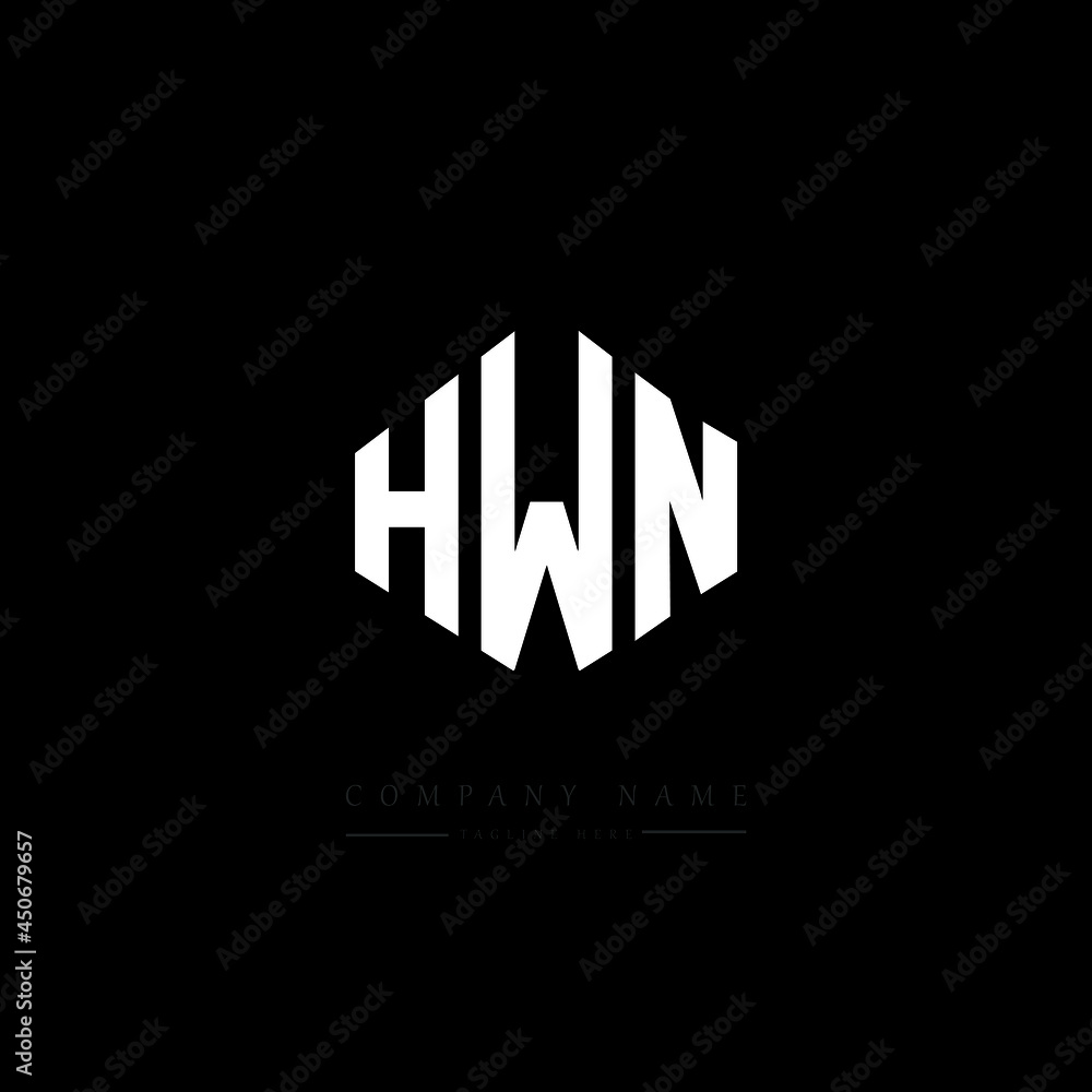 HWN letter logo design with polygon shape. HWN polygon logo monogram. HWN cube logo design. HWN hexagon vector logo template white and black colors. HWN monogram, HWN business and real estate logo. 