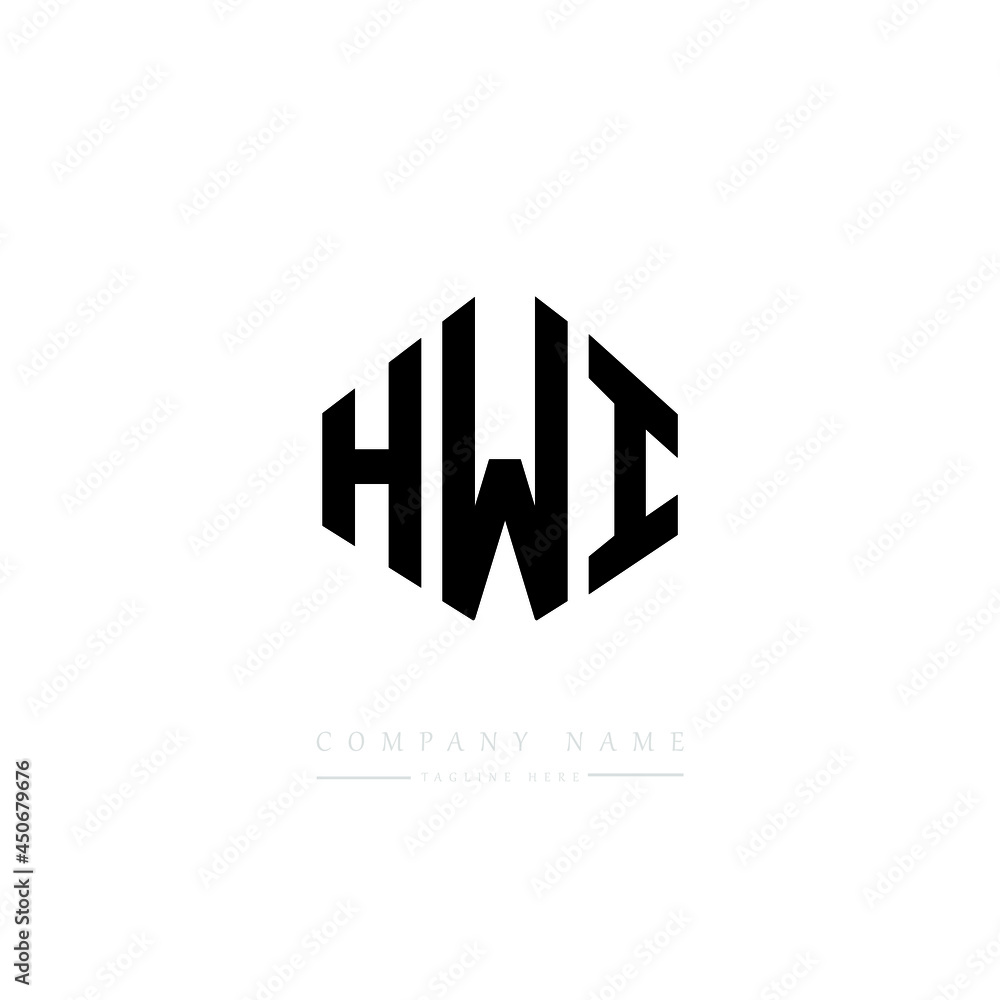 HWI letter logo design with polygon shape. HWI polygon logo monogram. HWI cube logo design. HWI hexagon vector logo template white and black colors. HWI monogram, HWI business and real estate logo. 