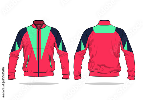 retro vintage windbreaker jacket template