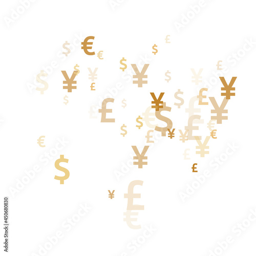 Euro dollar pound yen gold icons flying money vector design. Business backdrop. Currency pictograms
