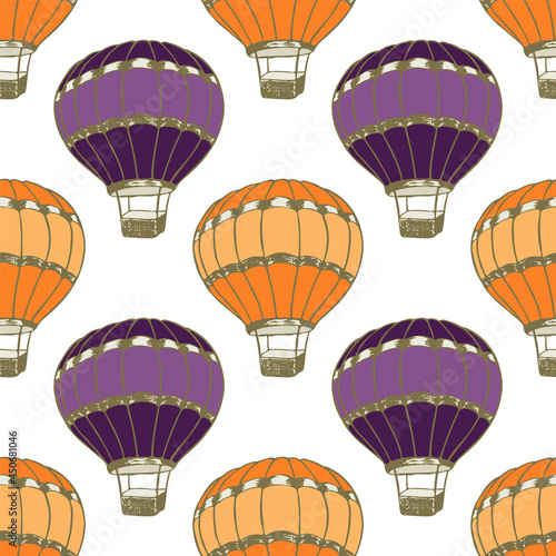 Cartoon hot air balloons  illustration vector seamless patter.