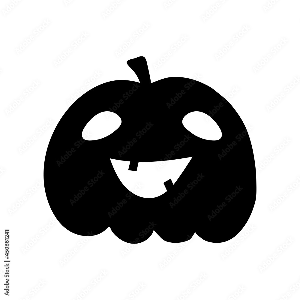 Halloween pumpkin flat clipart, vector stock illustration. Hand drawn black silhouete for decor Halloween pumpkin flat clipart, vector stock illustration. Hand drawn black silhouete for decor