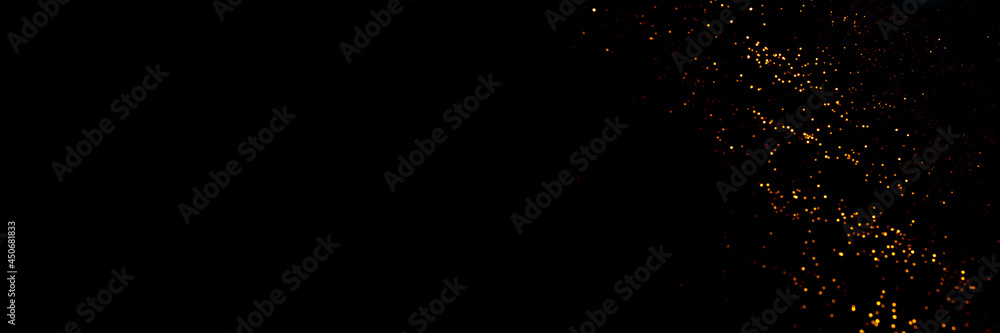 Golden abstract bokeh on black background. Golden abstract bokeh on black background.