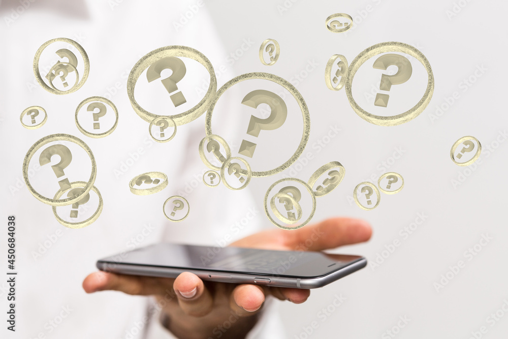 solving problem with digital question marks 3D rendering solving problem with digital question marks 3D rendering