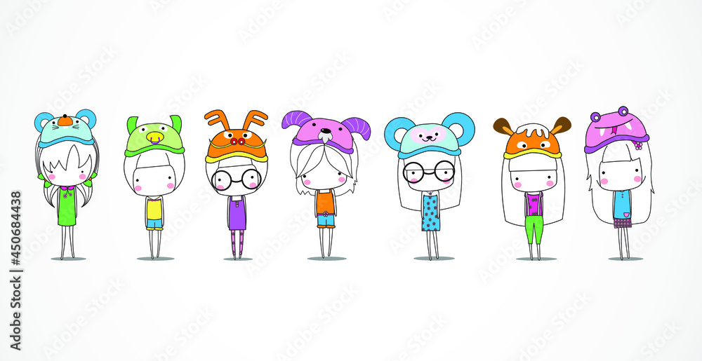 Cartoon cute character. Vector illustration