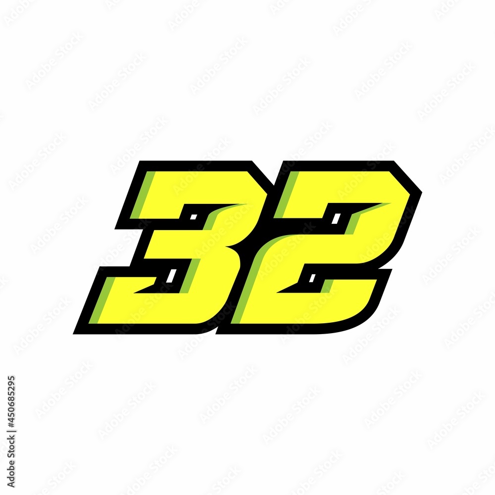 Racing number 32 logo with a white background Racing number 32 logo with a white background
