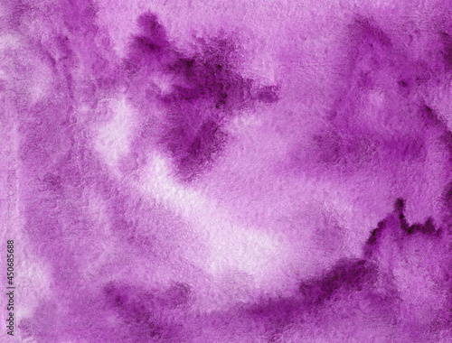 Purple abstract watercolor background on textured paper. Hand made watercolor backdrop