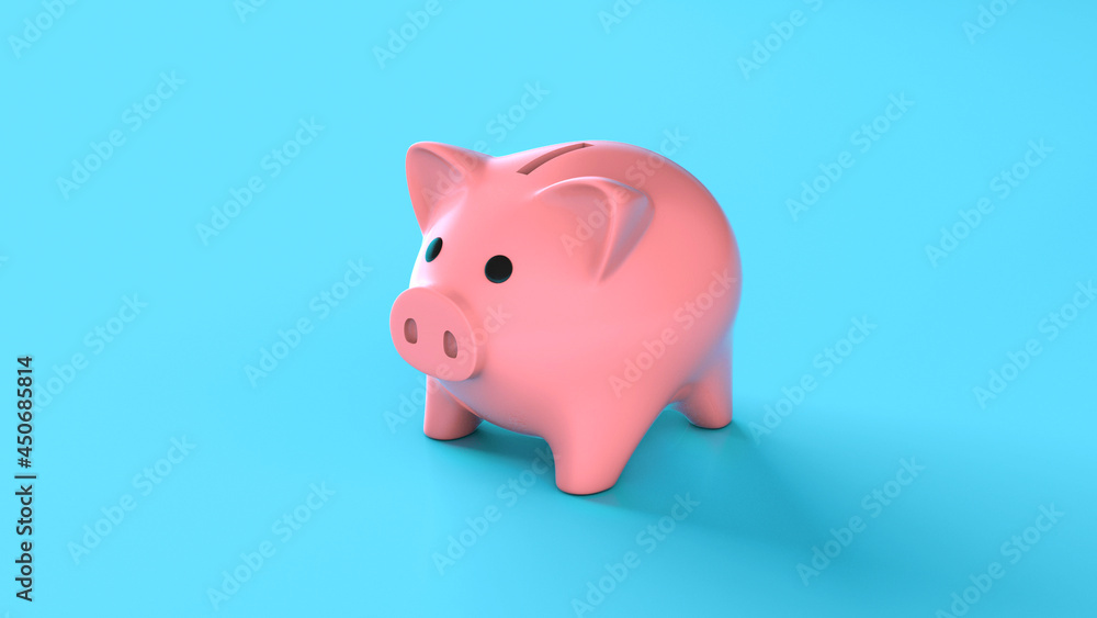 Piggy banks on a blue background. 3d render