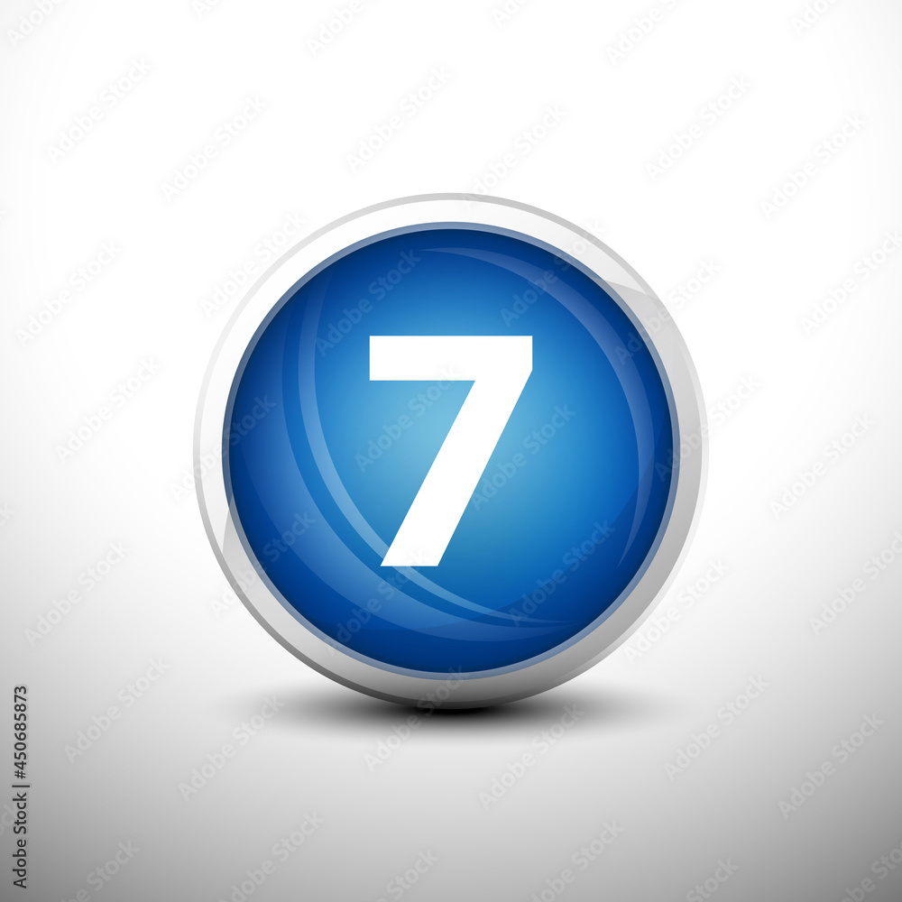 Number 7 in 3D Shiny Blue Keys for web Icons, Education Icons and Number Icons. Vector Illustration Number 7 in 3D Shiny Blue Keys for web Icons, Education Icons and Number Icons. Vector Illustration