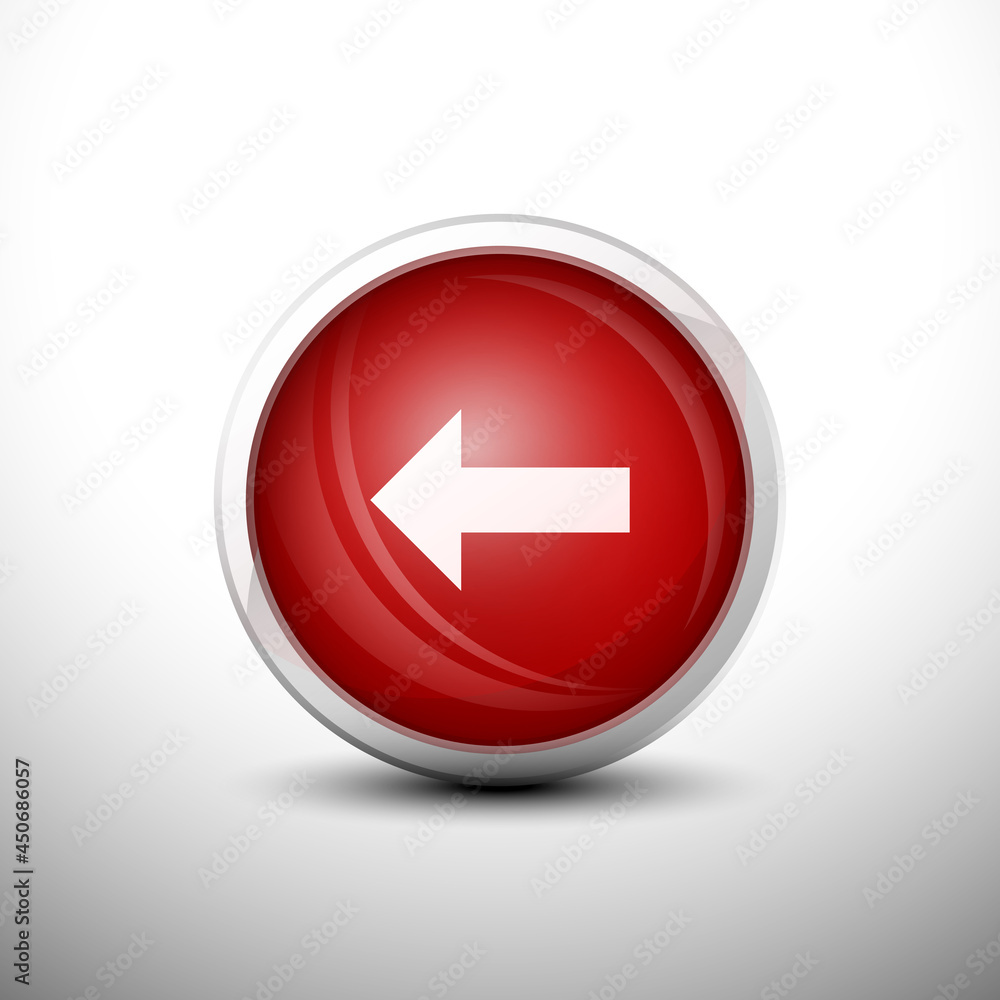 Arrow to the left in 3D Shiny Red Keys for web Icons, Education Icons and Punctuation Icons. Vector Illustration Arrow to the left in 3D Shiny Red Keys for web Icons, Education Icons and Punctuation Icons. Vector Illustration