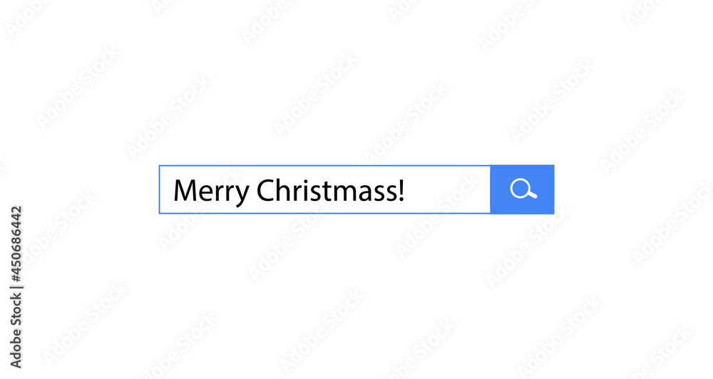 Merry Christmass Search query in search bar for browser. Creative design for celebration and season decoration for xmas holidays branding, new year banner, 2022 calendar cover, greeting card