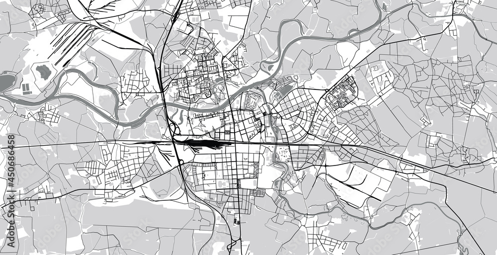 Fototapeta premium Urban vector city map of Pardubice, Czech Republic, Europe
