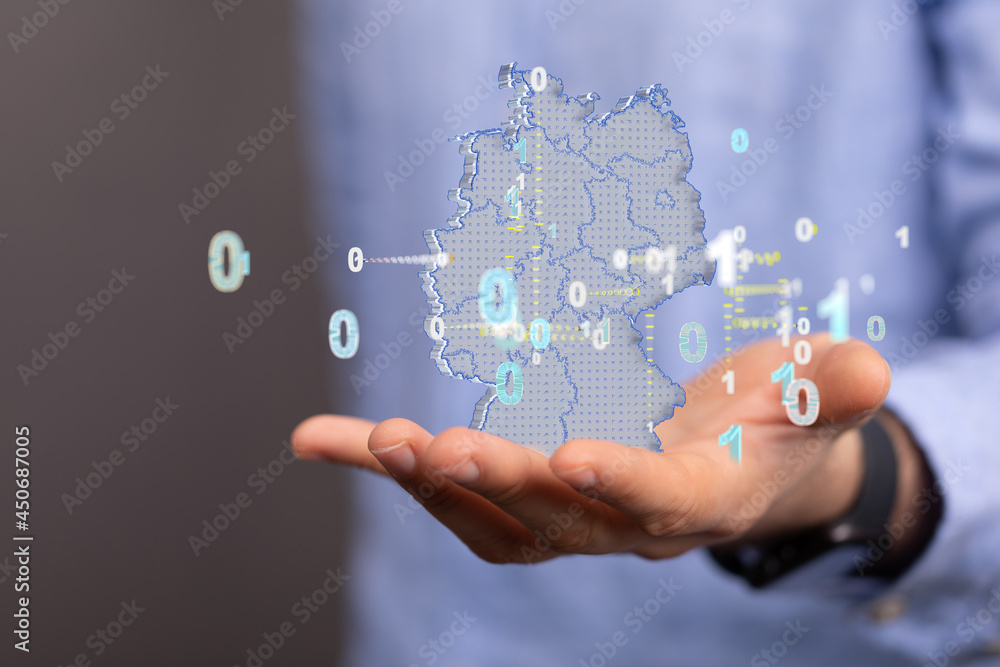 Abstract of germany map network, internet and global connection concept