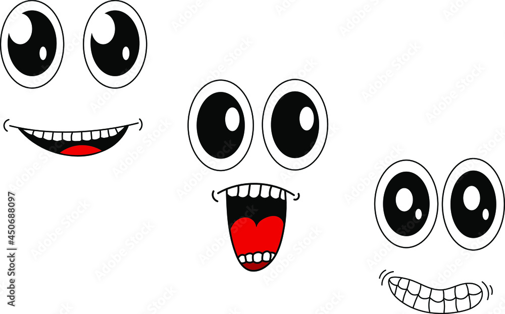 Face emoticon with cartoon style in eps vector eyes and mouth Face emoticon with cartoon style in eps vector eyes and mouth