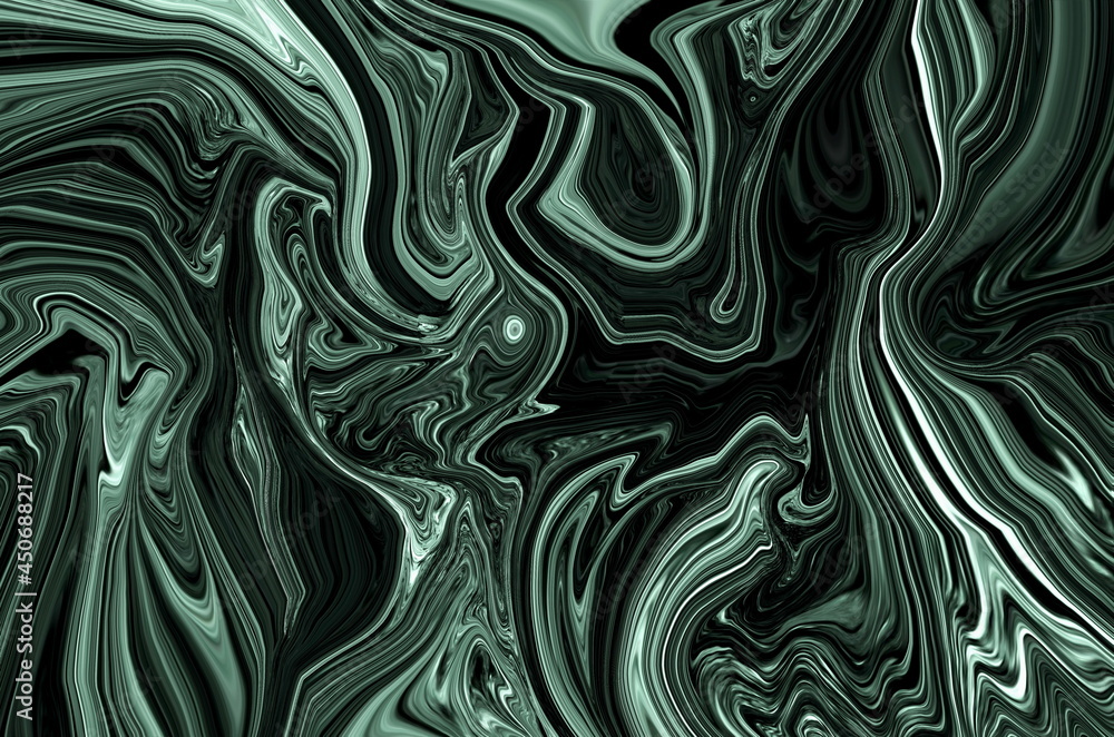 Psychedelic dark green colour trippy abstract art background design. Trendy  dark green marble style. Ideal for web, advertisement, prints, wallpapers.  Stock Illustration | Adobe Stock
