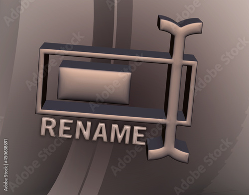 Rename 3d render illustration. 3D Abstract design Rename icon. photo