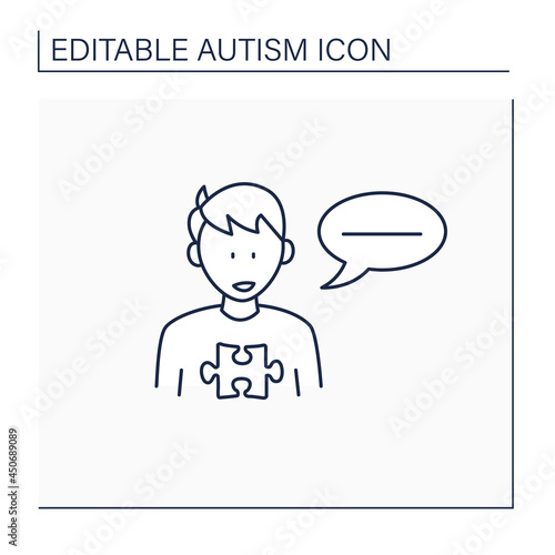 Neurodevelopmental disorder line icon. Flat, monotonous speech. Difficulties with tone. Autism spectrum disorder concept.Isolated vector illustration.Editable stroke