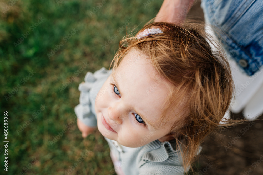 Portrait of toddler girl in casual clothes outdoor Portrait of toddler girl in casual clothes outdoor