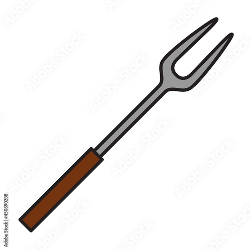 A spendthrift fork. A two-pronged fork is a portable cutlery used in the preparation and consumption of food. Vector illustration isolated on a white background for design and web.