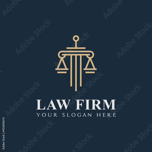 Lawyer Legal Law Firm Logo design, combination of Sword with Scales for Attorney logo design
