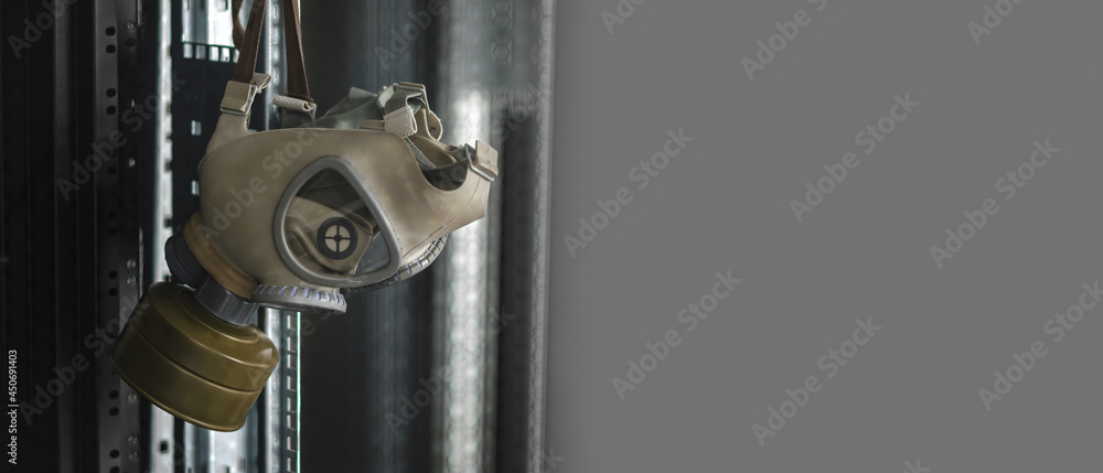 Banner view of the hanging gas mask. Banner view of the hanging gas mask.