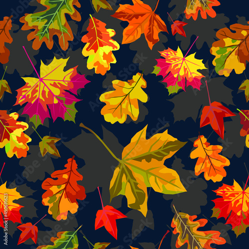 Autumn leaves vector seamless pattern