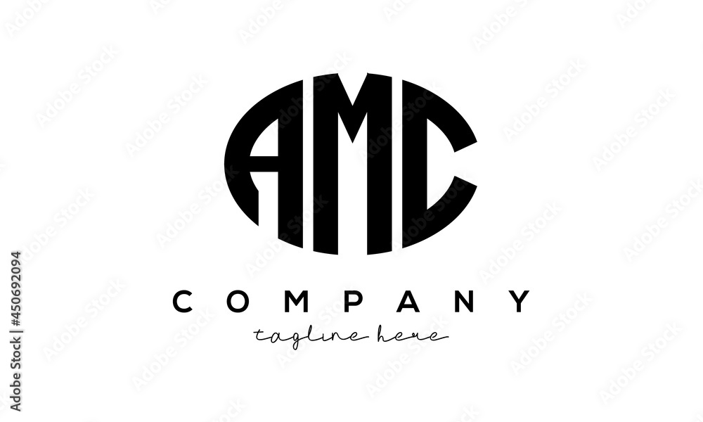AMC three Letters creative circle logo design AMC three Letters creative circle logo design