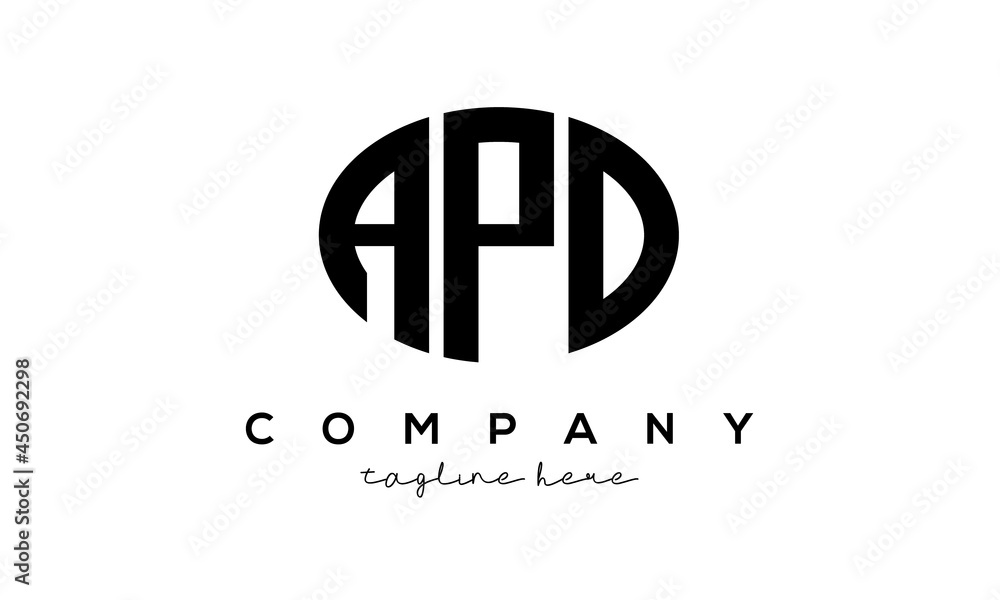 APD three Letters creative circle logo design