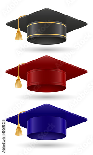 university college and academy graduate hat vector illustration