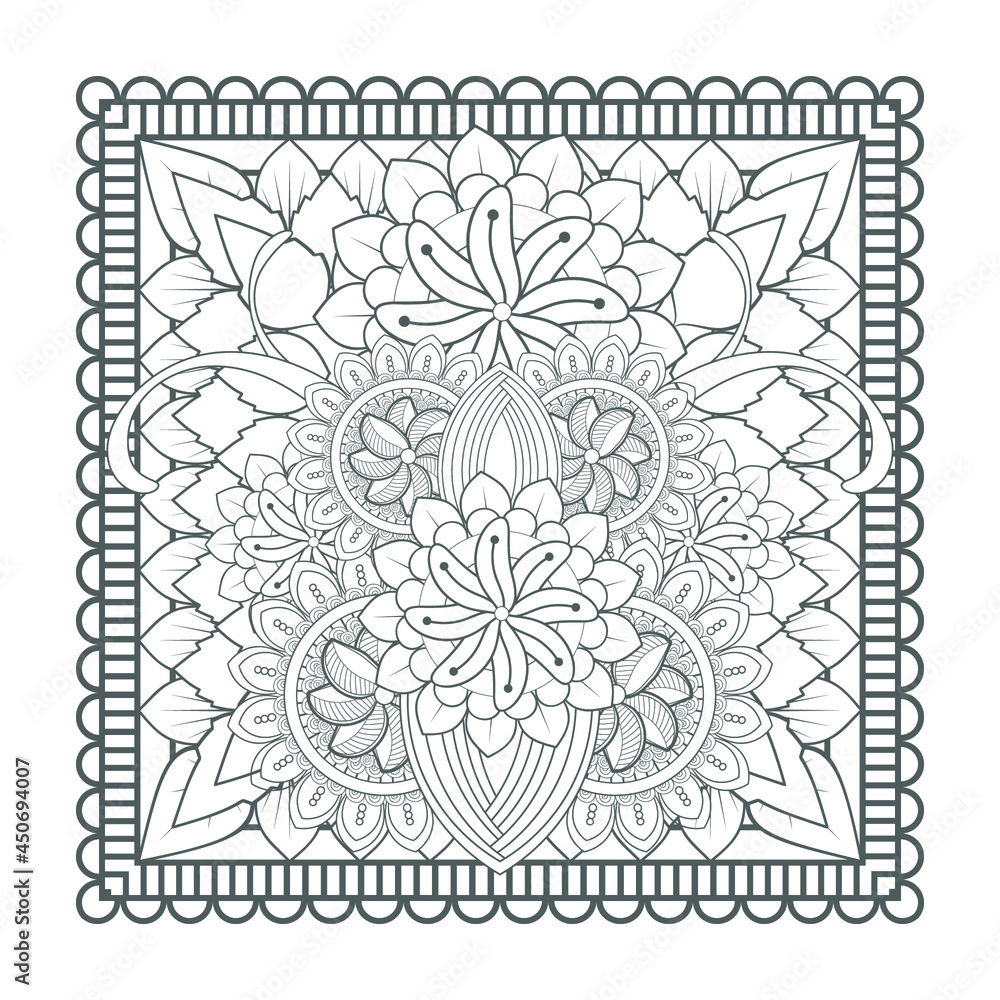 Obraz premium Printable Doodle flowers in monochrome for coloring page, cover, wedding invitation, greeting card, wall art isolated on white background. Hand drawn sketch for an adult anti stress coloring page.