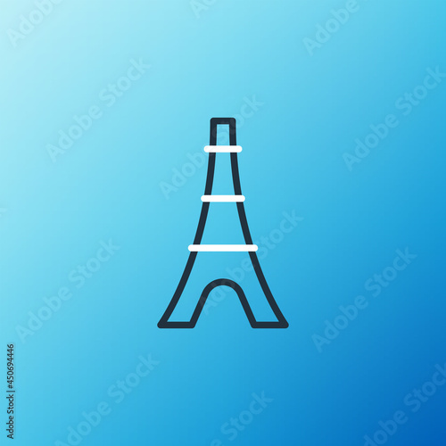 Line Eiffel tower icon isolated on blue background. France Paris landmark symbol. Colorful outline concept. Vector