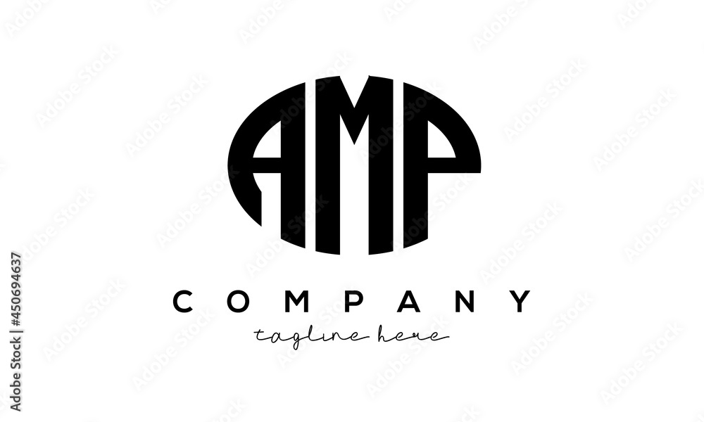 AMP three Letters creative circle logo design AMP three Letters creative circle logo design