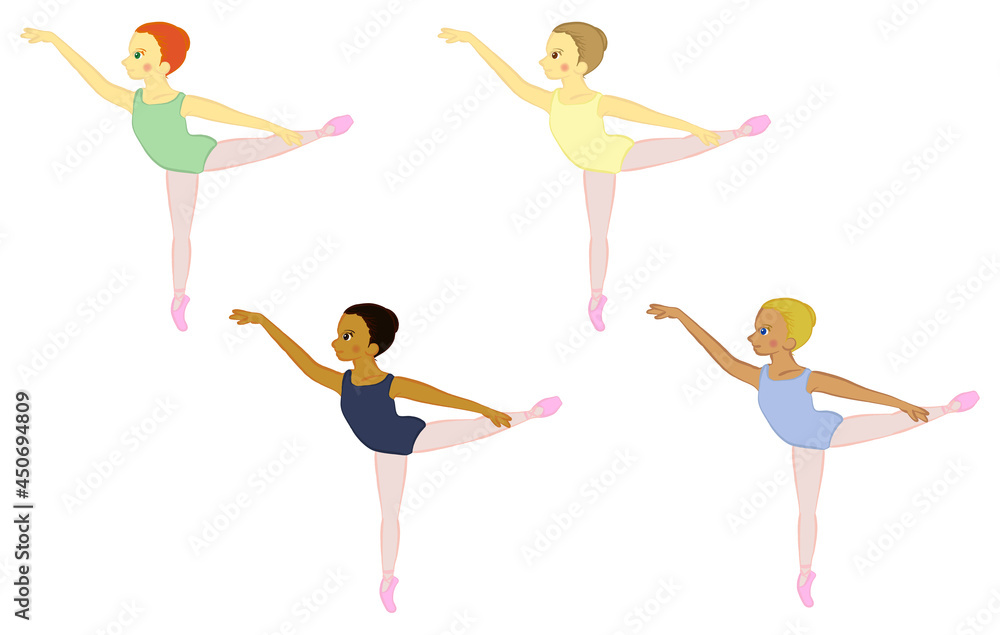 Illustration of a girl doing a basic lesson in ballet arabesque02