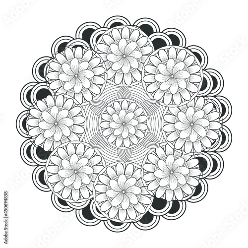 Printable Doodle flowers in monochrome for coloring page  cover  wedding invitation  greeting card  wall art isolated on white background. Hand drawn sketch for an adult anti stress coloring page.