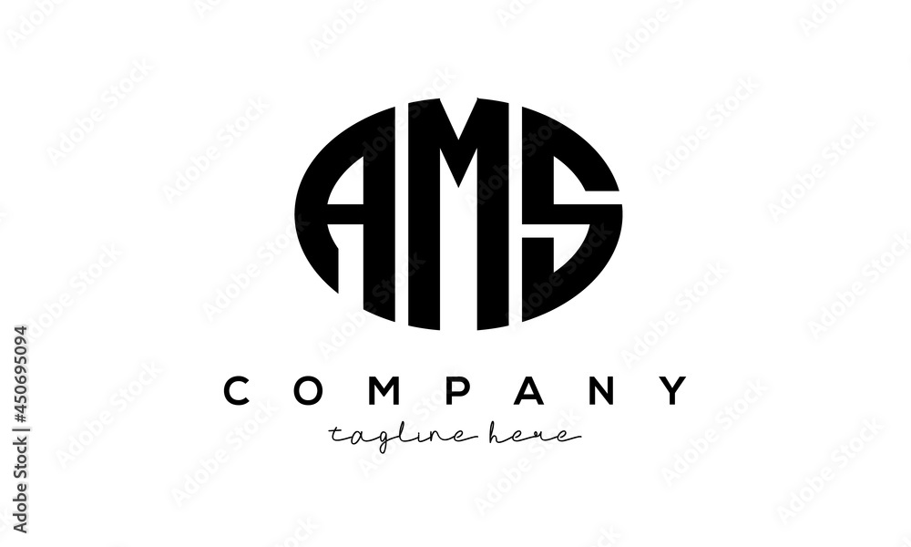 AMS three Letters creative circle logo design AMS three Letters creative circle logo design
