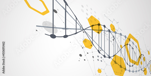 Abstract futuristic background for design works..Science template, wallpaper or banner with a DNA molecules.