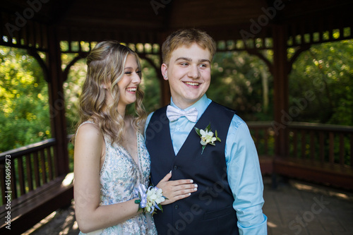 Portrait of young happy couple smiling, laughing. photo