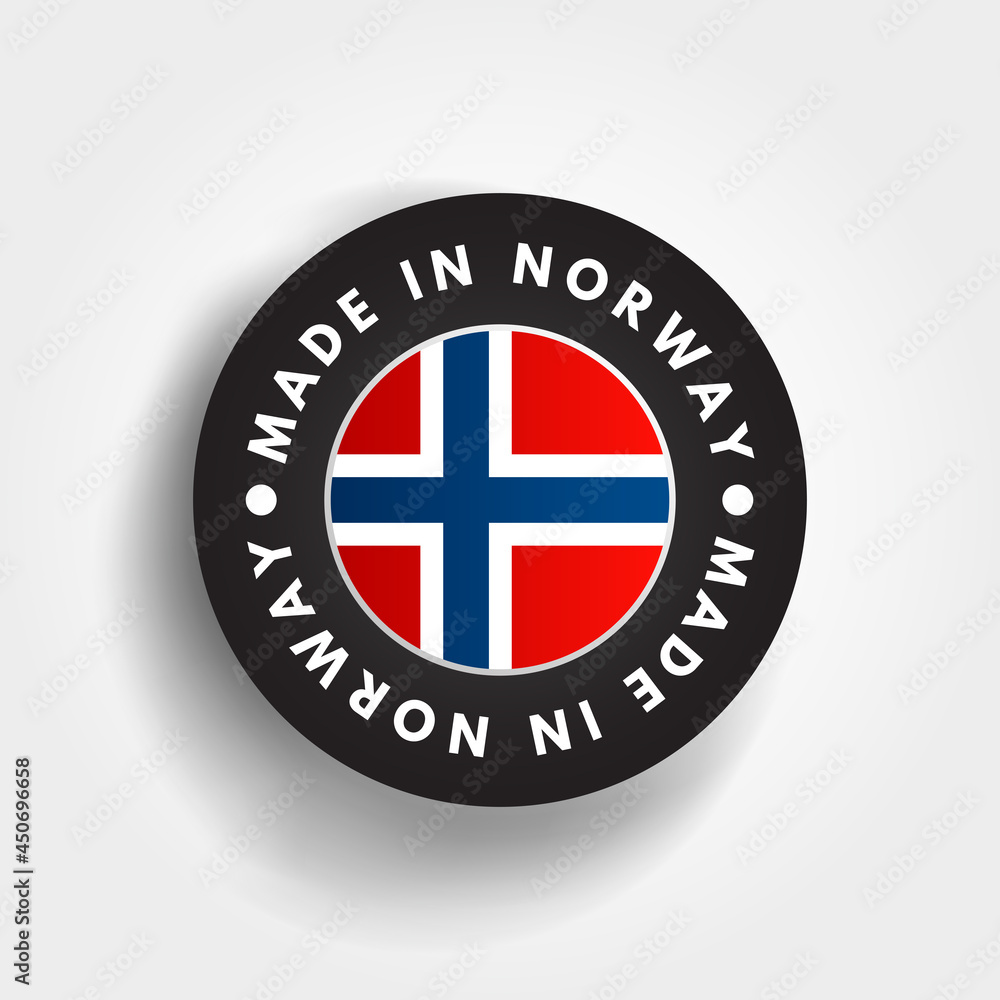 Made in Norway text emblem badge, concept background Made in Norway text emblem badge, concept background