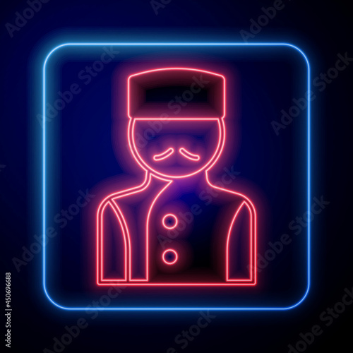 Glowing neon Concierge icon isolated on black background. Vector