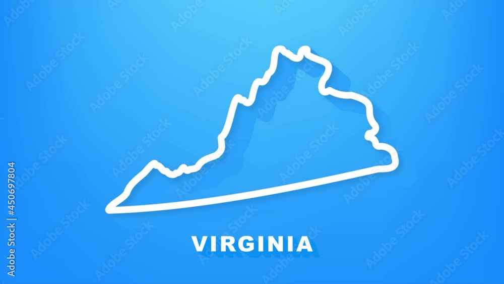 Line animated map showing the state of Virginia from the united state ...