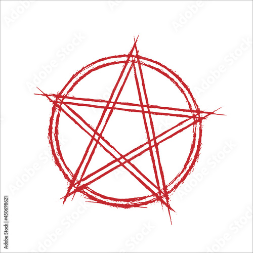 red pentagram. vector simple drawing