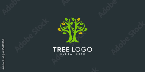 Tree logo abstract with clean and good loking style Premium Vector
