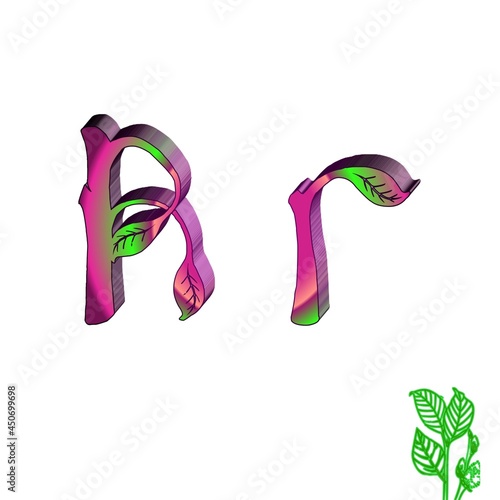 Letter R in colorful 3D abstract 
