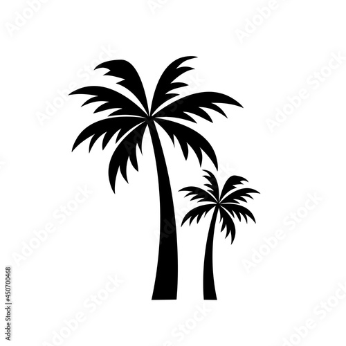 Collection of Black Coconut trees Icon. Can be used to illustrate any nature or healthy lifestyle topic. © CHANTHIMA SAENUBON