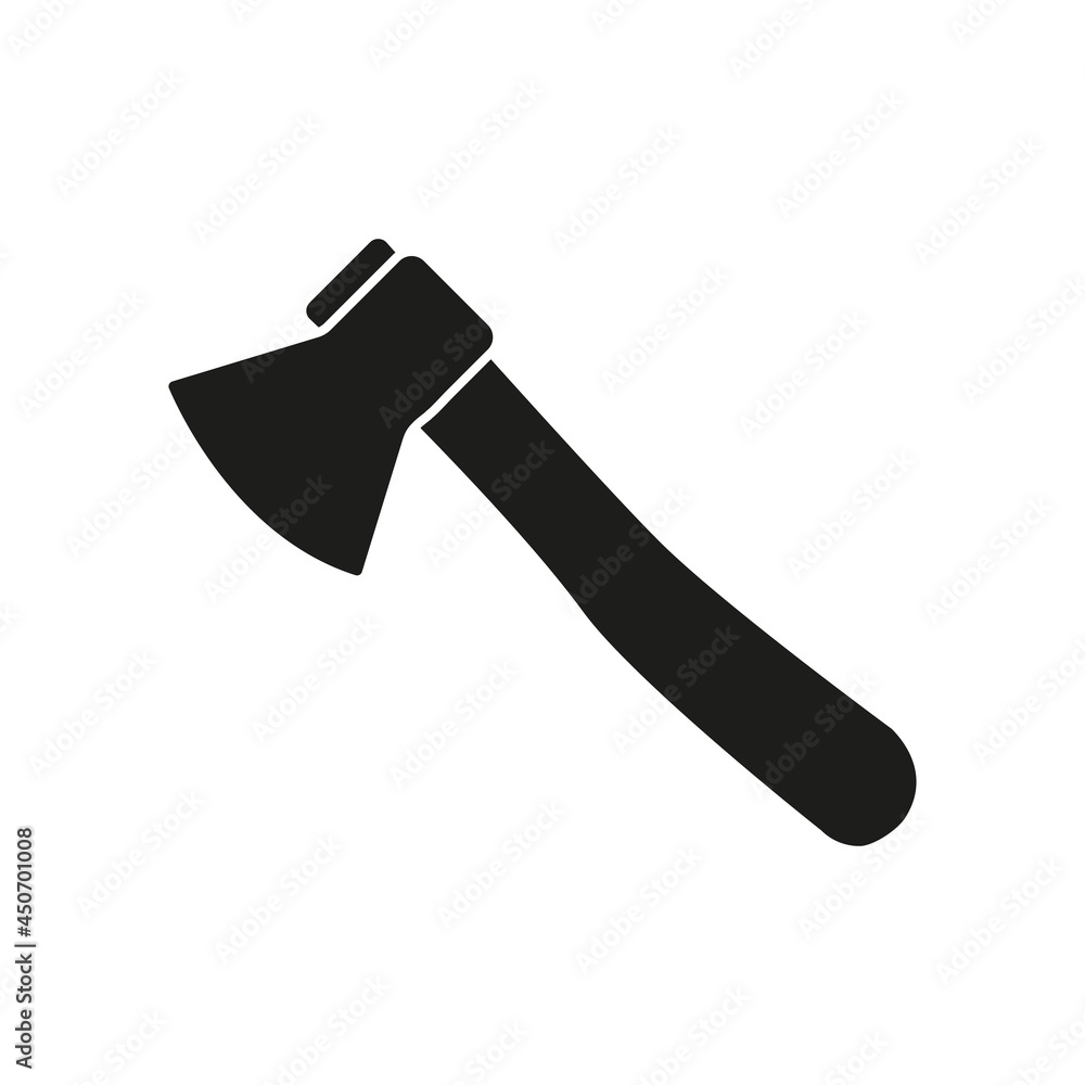Ax icon. Axe black silhouette symbol. Vector isolated on white Ax icon. Axe black silhouette symbol. Vector isolated on white