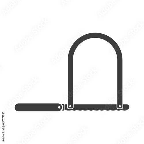 Hack saw icon. Black hacksaw silhouette. Vector isolated on white