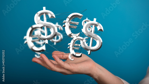 dollar and euro icon in han...