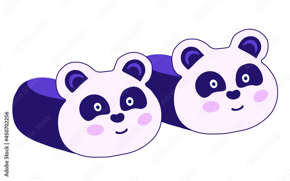 Fototapeta premium panda slippers vector. Illustration for printing, backgrounds, wallpapers, covers, packaging, greeting cards, posters, stickers, textile and seasonal design. Isolated on white background