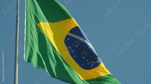 brazilian flag waving in the wind photo